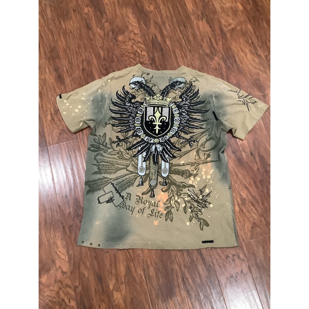 Vintage Y2K Rebel Spirit Short Sleeve V Neck Pullover Grunge Shirt2X Large